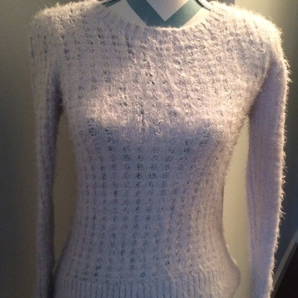 Lauren Conrad pale ice blue fuzzy sweater size XS